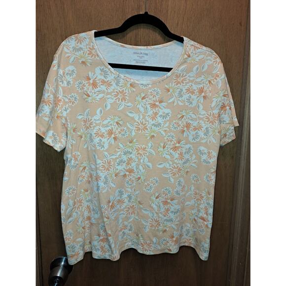 Women's Plus WhiteStag Orange Floral T-Shirt XXL - Picture 1 of 6